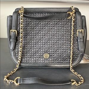 Tory Burch Quilted Marion Black Shoulder Bag